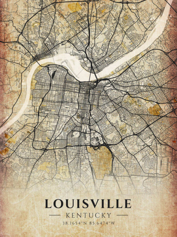 Louisville Antique Map Print - Winter Museo