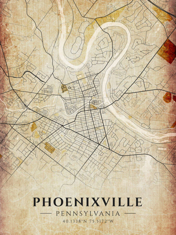 Phoenixville Antique Map Print - Winter Museo